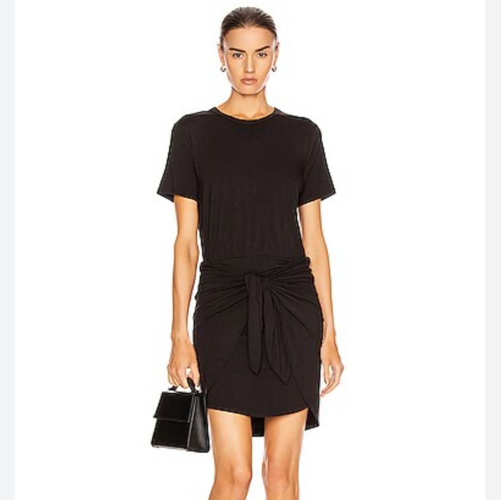 VERONICA BEARD BERNICE tie Frint Shirt Dress Elegant Black Knot Minimalist